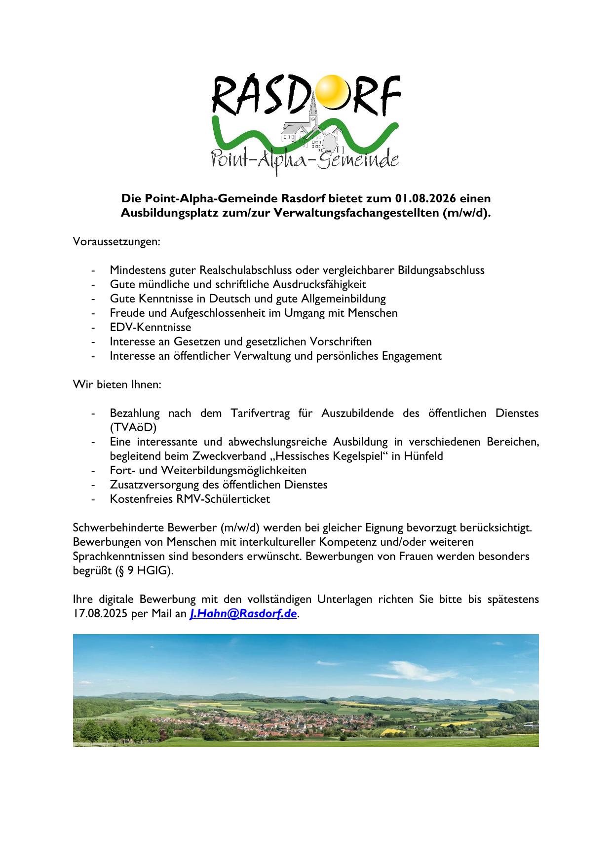 Stellenausschreibung Ausbildung